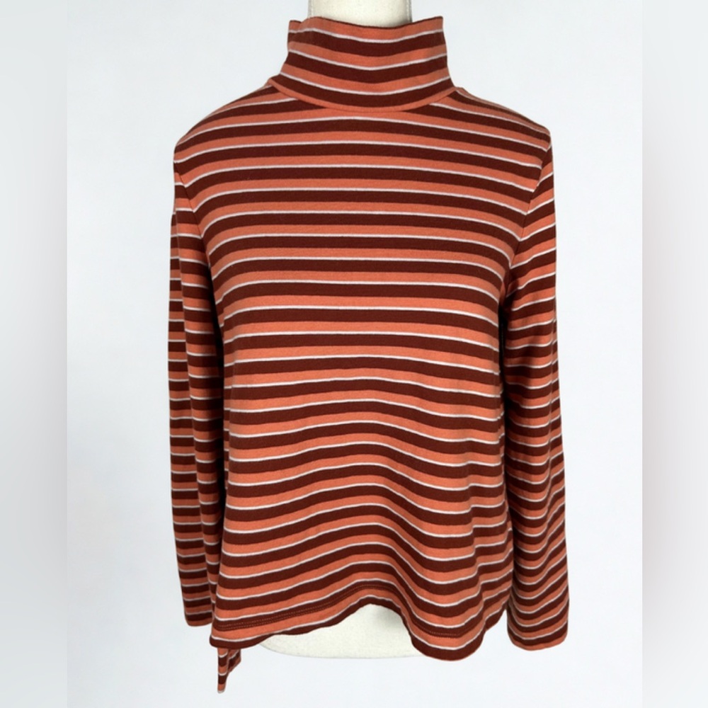 Madewell Rust and White Striped Long Sleeve Turtleneck Size S